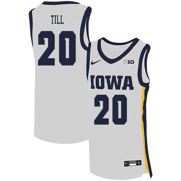 2020 Men #20 Riley Till Iowa Hawkeyes College Basketball Jerseys Sale-White - Click Image to Close